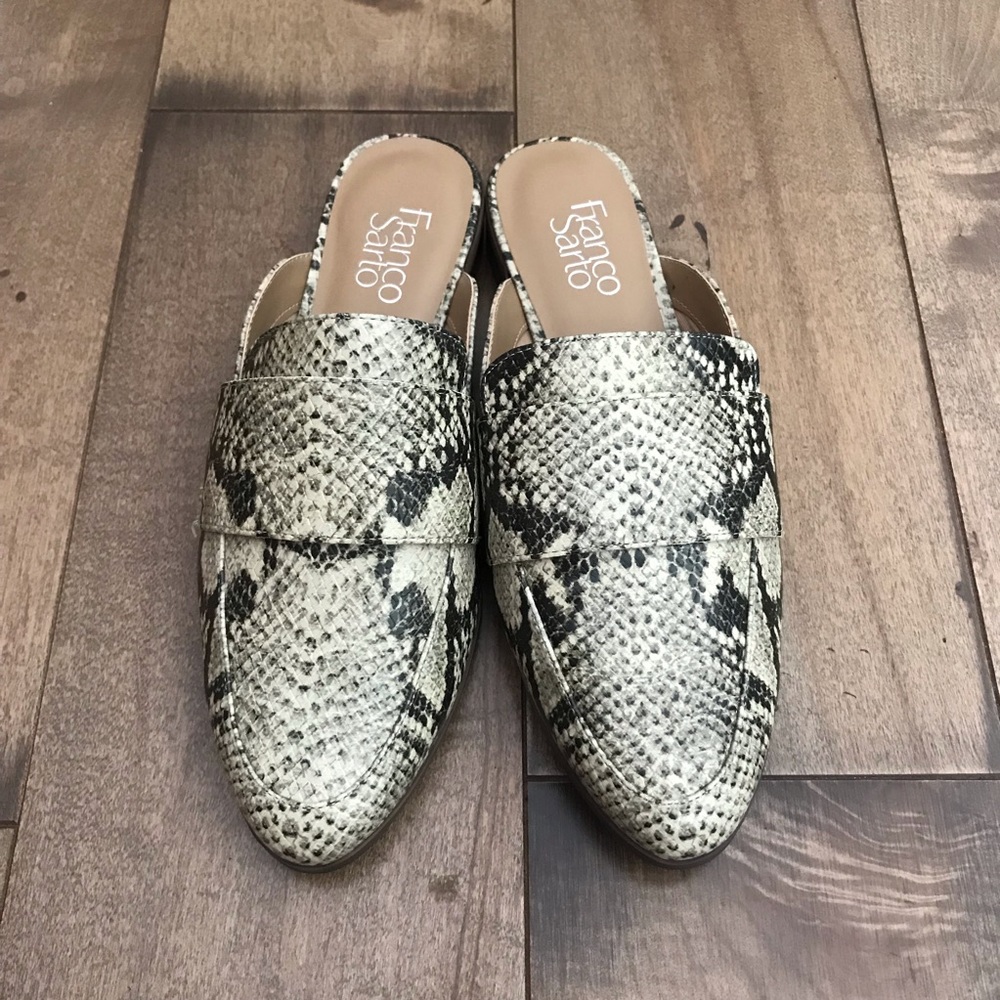 NEW Franco Sarto Malesa Snakeskin Print Mules Shoe - Picture 2 of 4